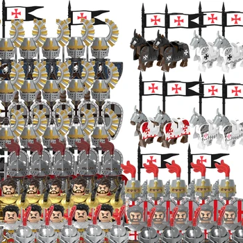 Средновековни военни рицари-hospitallers Строителни блокове на Замъка Тевтонские войници в Римската армия Блиндирана кон Тухли Играчки Детски подарък