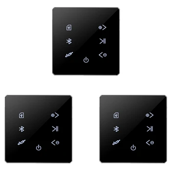 3X Bluetooth-усилвател в стената, USB SD-карта, музикална викторина, на фона на аудио система за интелигентен дом, стерео уредба, ресторант (черен)