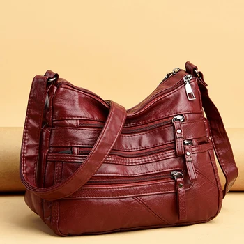 Висококачествени дамски чанти през рамо от мека кожа, 2 слой, тенденция 2022, класическа чанта през рамо, луксозна дизайнерска чанта, Портфейл, Основните чанта
