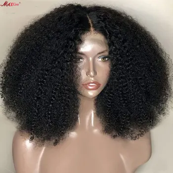 Афро къдрава перука от човешка коса за черни жени Maxine 13x4 13x6, дантелени предната къдрава афро перуки за африка