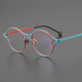 2023 Ретро рамки за очила, мъжки реколта дизайнерски кръгли оптични очила от чист титан, късогледство за четене, женски персонални очила