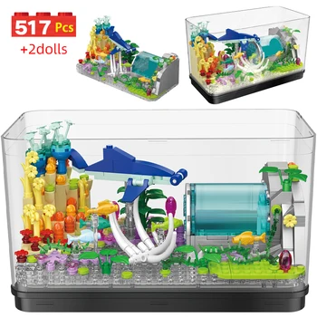 517 бр., модел мини-Градския аквариум, строителни блокове, Океанските развиване на Кубчета за изследвания на Океана, фигурки, Играчки За Деца, Подаръци