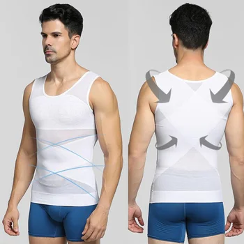 Мъжка тениска, за корекция на фигурата, върхове за отслабване, мъжки коригиращи гърдите, корема, Коригиращото бельо, коректор на стойката на тялото, тениска