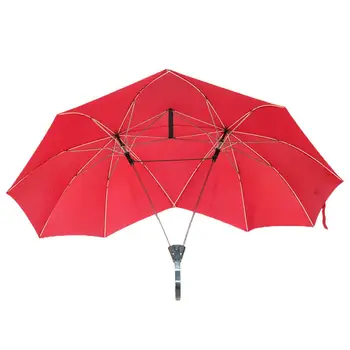 Удобен шезлонг с ръчно прибиране Двоен чадър за предпазване от слънце на един голям площад, двойка чадъри с дъждовна покрив