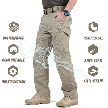 Тактически панталони-карго мъжки, с множество джобове, дишащи бързо съхнещи стрейчевые панталони SWAT Combat, водоустойчив армейските работни панталони 5XL