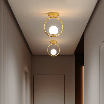 Led тавана лампа за пътека, модерна златна подвесная полилей в коридора, дрешник, стъклена лампа на балкона