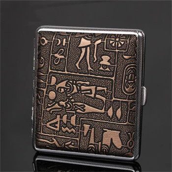 Кожена портсигар с модел на Древен Египет, тънка преносима Кутия за цигари, модни Аксесоари за пушачи, побира 16 цигари
