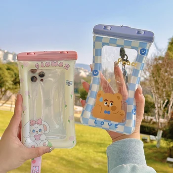 Сладък cartoony водоустойчив калъф за телефон Kawaii, противоударная чанта за мобилен телефон с каишка, Преносим иконата, държач за карти, Калъф за съхранение