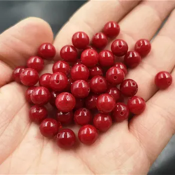 кръгли мъниста от естествен червен нефрит 8 mm, за производство на бижута 