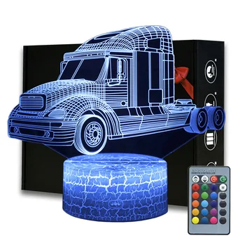Magiclux Новост, Осветление, 3D Илюзия, Led Лампа, Модел Голям Камион, Нощни осветителни Тела За Украса на Детска Спални, Творчески Подарък Лампа