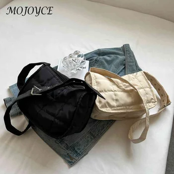 Модни дамски чанти през рамо, стеганая памучен чанта през рамо с ромбовидным модел, регулируема каишка за пътуване, пазаруване, дамска чанта