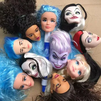 Глави на Кукли Принцеси на Дисни, Цветни Част Кукли за Коса, Подаръци За Момичета, Русалка, Елза, Ана, Moana, Вещица, Женски Глави на Кукли, Детски Играчки Фигурки