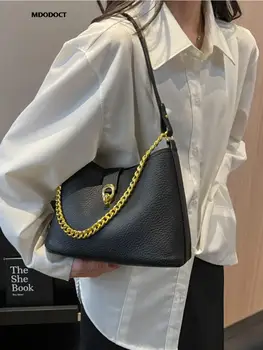 Класически Реколтата, Чанти през рамо с голям капацитет за жени, Луксозни дизайнерски чанти за рамо 2023 г., е Нова мода, Лятна чанта от изкуствена кожа, семпъл стил