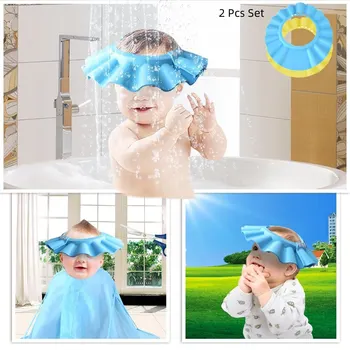 Комплект от 2 теми, детска шапка за душ, детски шампоан за вана, шапки за измиване на косата, Регулируема защита за деца, защитно и аксесоари за баня