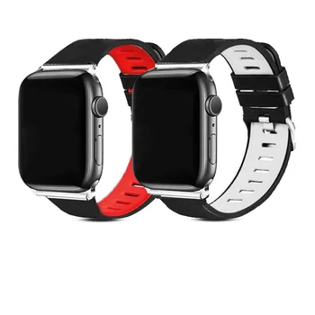 Свързване каишка от силикон + неръждаема Стомана за Apple Watch band 44 мм 3 4 5 6 se correa каишка за часовник гривна iWatch series 7 45 мм