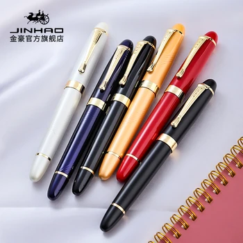 JINHAO X450 Класическа писалка с луксозна тапицерия злато, Върхът е Iraurita за писма, Офис подпис, калиграфски писалки за бизнес-училище