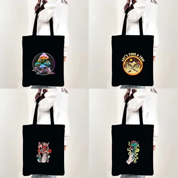 Потребителски дамски холщовая чанта за пазаруване, памучен чанта-тоут, пазарска чанта през рамо