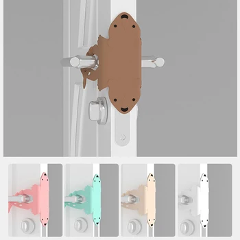 1 бр. силиконови скоби за детска карта на сигурността в карикатура животинския стил, вратата се запушва, Защита от тесни точки на ръцете, защитен аксесоар за защита на врати