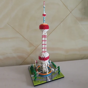 Играчка за деца Шанхай Източна Перла на Радио-и телевизионната Кула DIY Мини Диамантени Блокове Тухли Сграда на Световната Архитектура