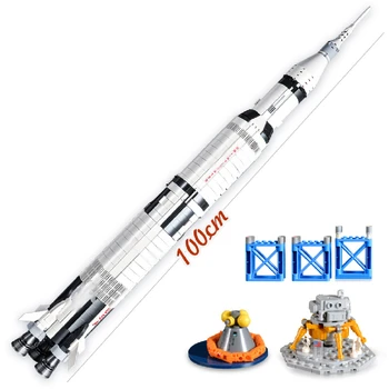 MOC The Apollo Saturn V 92176, строителни блокове, космическа ракета, идея, серия тухли, забавни играчки за деца, подаръци за рожден Ден и Коледа