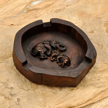 Пепелник от тиково дърво прости модни предмети от бита дървени декорации за всекидневна творчески перлено бял слон