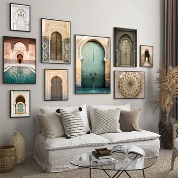 Ислямска стенни живопис на Платно Марокански вратата арабски плакати и щампи Модерна всекидневна Картини за домашен интериор Куадрос