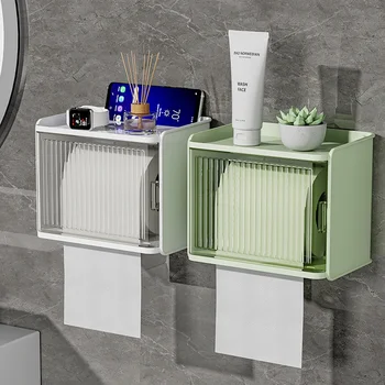 Прозрачна Кутия за тоалетна хартия, водоустойчив Калъф за салфетки, монтиран на стената калъф за съхранение на дреболии, аксесоари за дома баня