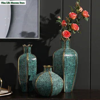 Скандинавски украса за вази за дома, керамични позлатени стаен гидропонный саксия, декоративни аксесоари за декориране на съвременния хол