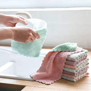 Кухненски незалепваща маслени парцали от коралов кадифе, Многофункционална кърпа за почистване на прозорци, домашно кърпа за почистване на инструменти за почистване на баня 세차타올