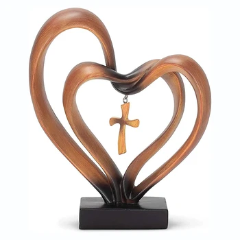 Великден аксесоар с кръст във формата на преплетени сърца на Исус с 2 съединените сърца, украса във формата на кръст на Исус за християнски плот