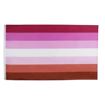 Флаг лесбийки с вълните, розово-лилави преливащи знамена, полиестер с медни люверсами, 3 X 5 метра висок, ярък цвят, устойчив на избледняване от ултравиолетовите