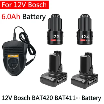 Bosch 12V 6Ah Литиево-йонна BAT420 BAT411 Сменяеми батерии за Bosch BAT411 BAT412 BAT413 BAT414 Батерия 10,8 V Безжични електрически инструменти
