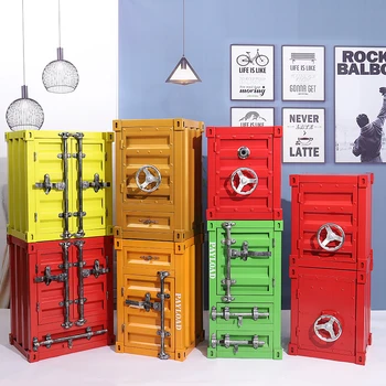 Контейнерен шкаф Шкафче в индустриален стил, iron малка странична масичка, творчески нощни шкафче, Малък шкаф за съхранение