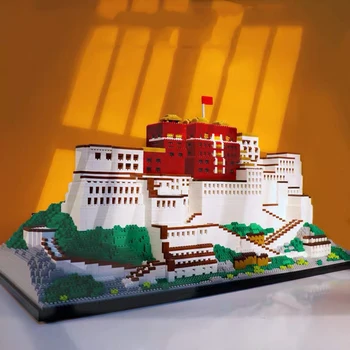 10000 бр. + Дворец Потала Градивни елементи от Китай Тибет е Известен Архитектура Микро Тухла 9922 Diamond блок Играчки за събиране