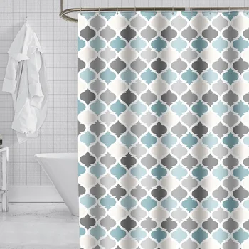 Плътни геометрични прости завеси за душ, душ завеса за баня, водоустойчив стена, завеса за баня, най-високо качество с пластмасови куки 12шт