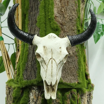 Смола, 3D Скулптура от рогата на дивата Природа, Череп на Крава, за Украса на стена