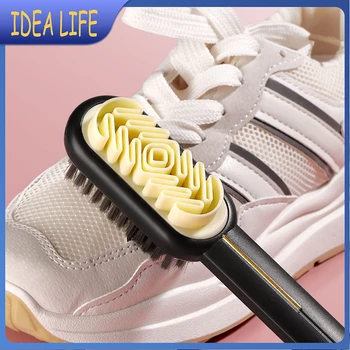 1 бр. двустранен четка за почистване на велур, комплект пластмасови гумени ластиков, подходящ за обувки от велур и набук, препарат за почистване на обувки, аксесоари за дома с дълга дръжка