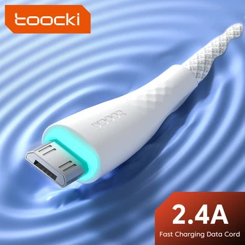 Кабел Tooki Micro USB 2.4 A Бързо зареждане на USB зарядно устройство кабел за прехвърляне на данни, led кабел за мобилен телефон Xiaomi Redmi Samsung