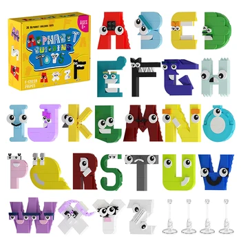 26 Стилове, набор от градивни блокове с английската азбука, Букви Lore (A-Z), Тухли, MOC, забавни играчки за деца, Коледни подаръци за деца