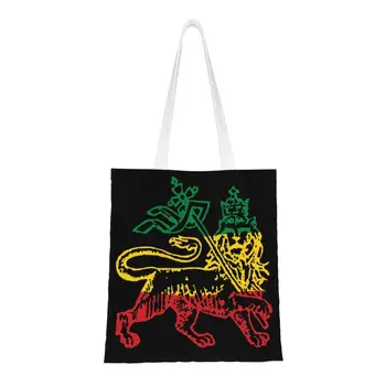 Kawai Лъвът На Юда Флаг Цар На Етиопия Селассие Rasta Пазарски Чанти За Многократна Употреба Платно Чанта-Купувач На Рамото 