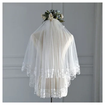 Дамски проста тюлевая завесата с елегантен завързана на ръба, нескользящий прическа за младоженци, сватбени рокли, поли SDI99