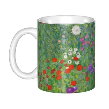 Чаши за цветя градина Густав Климт С Лична Рисувани Керамични Кафеена чаша, Креативен подарък за Работа на открито, Чаши за Къмпинг
