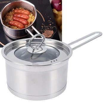Тенджера за супа с една дръжка от неръждаема стомана, Тенджера за приготвяне на домашна супа с капак