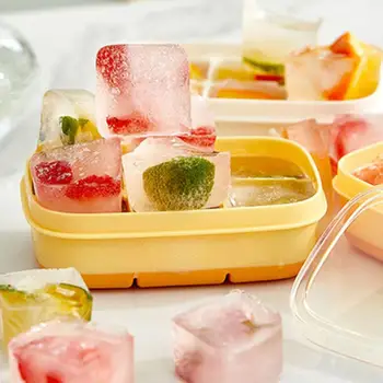 Удобна форма за за топки на лед Множество форма за кубчета лед с незалепващо покритие Широко, 6 решетки за студени напитки, тава за кубчета лед