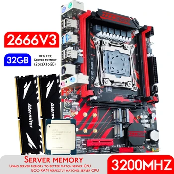 Комбиниран комплект дънната платка Atermiter X99 LGA 2011-3 Xeon E5 2666 V3 CPU и DDR4 32 GB (2 елемента x 16 GB) ram ECC REG