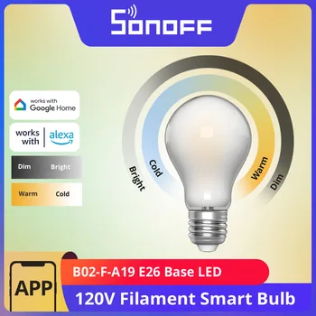 SONOFF B02-F-A19 120V E26 Smart Wi-Fi Led Лампа с нажежаема Жичка Енергоспестяващ Лампа С Регулируема Яркост Гласово Дистанционно Управление чрез Алекса Google Home
