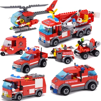 Нов градски пожарникар камион Кола Полицията градивен елемент на Играчки да се Съберат със собствените си ръце детски играчки за Коледни подаръци