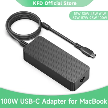 Зарядно устройство KFD USB-C PD 3.0 за лаптоп ac Адаптер за Mac Pro 13 14 15 16 Инча, MacBook Air 13, Източник на захранване 100 W 96 87 W W USB-C