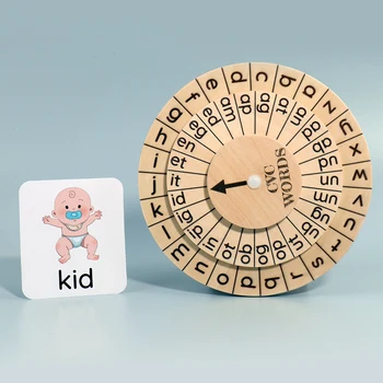 Творчески дървени играчки CVC, Кръгла Дъска-пъзел със Следи от Думи За деца, Образователни игри за изучаване на правописа, Учебни помагала