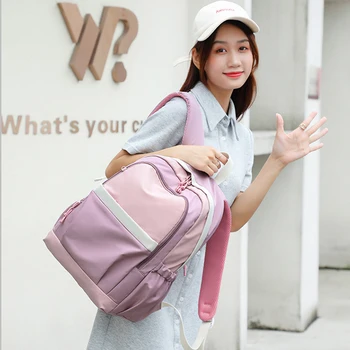 Модни дамски раници контрастен цвят за прекрасни момичета Младши класове, ученически чанти, Голяма Пътна чанта за лаптоп, Водоустойчива чанта